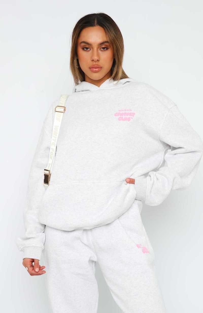 White Fox Comfort Club Oversized Hoodie Mist | WXPRBM-492