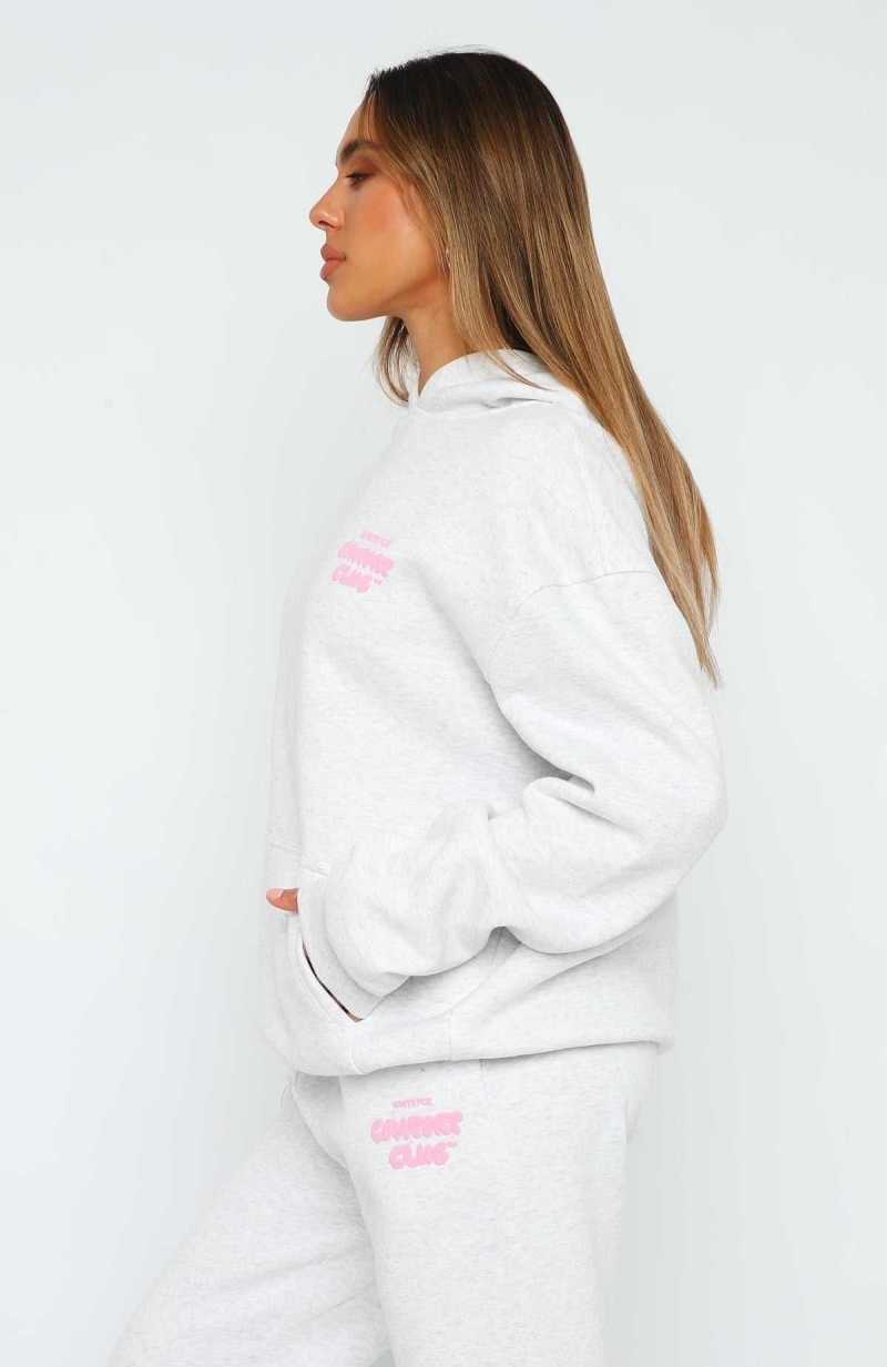 White Fox Comfort Club Oversized Hoodie Mist | WXPRBM-492