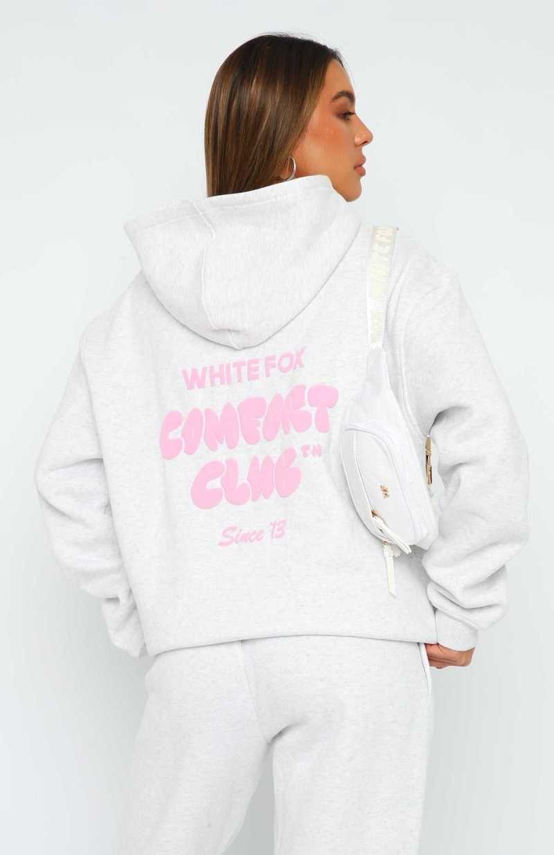 White Fox Comfort Club Oversized Hoodie Mist | WXPRBM-492