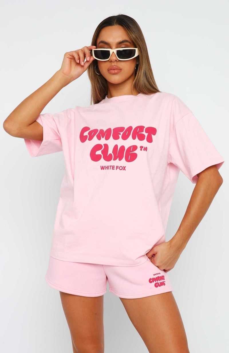 White Fox Comfort Club Oversized Tee Bon Bon | NBDZTQ-627