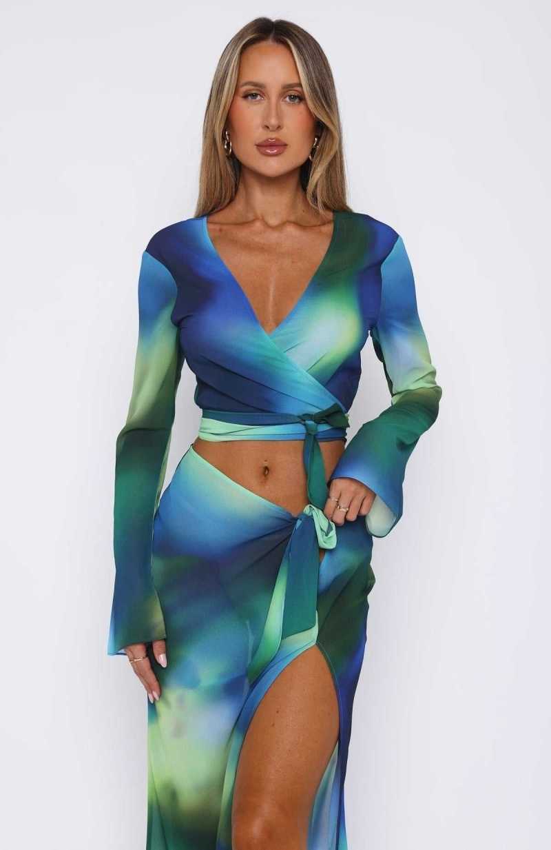 White Fox Coral Cove Wrap Top Costa Verde | OAFNQH-013