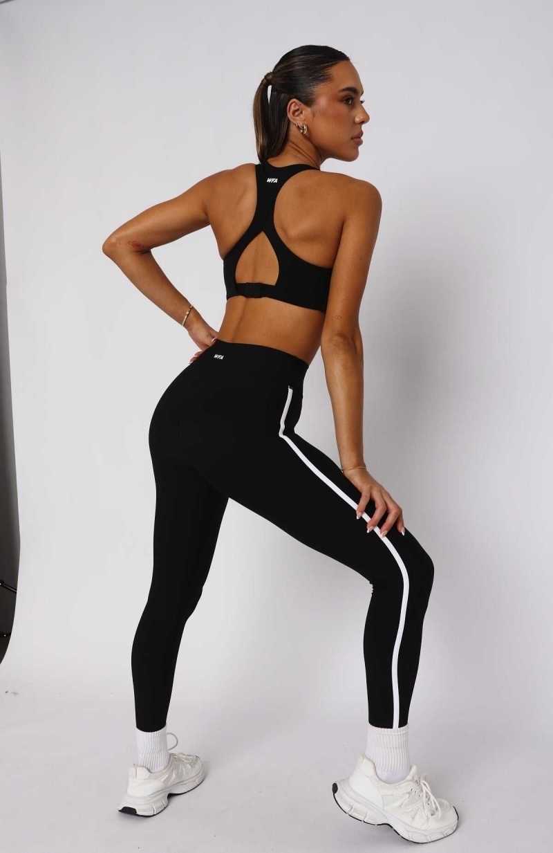 White Fox Core Workout High Waisted Leggings Black/White | QPRKYG-109