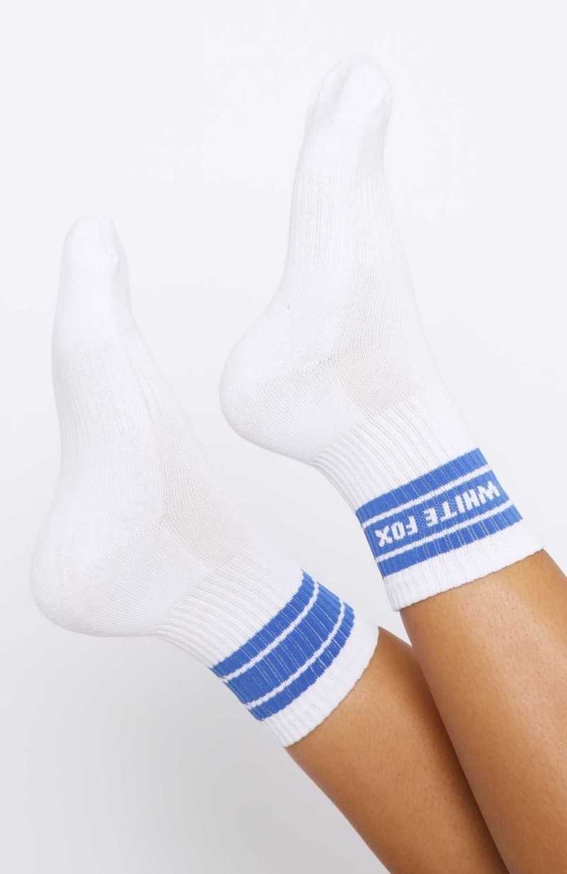 White Fox Count On It Socks White/Blue | UYZMDJ-891