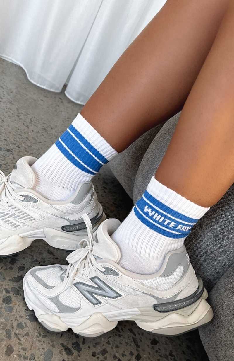 White Fox Count On It Socks White/Blue | UYZMDJ-891
