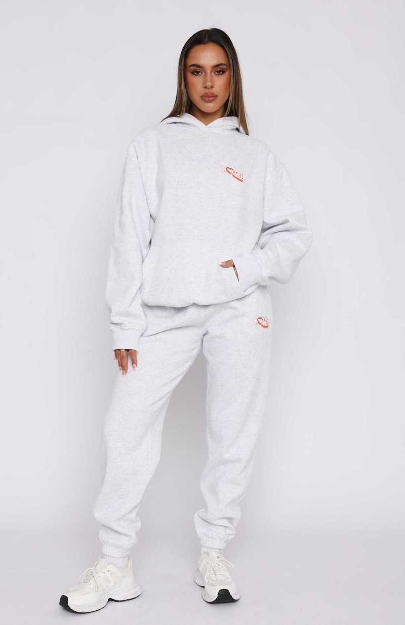 White Fox Creating Art Oversized Hoodie Grey Marle | HLYOBT-647