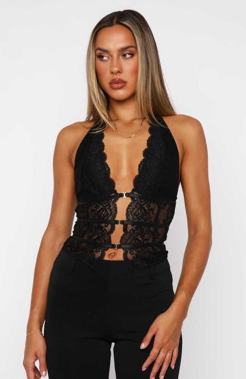 White Fox Dance The Night Away Top Black | DWEQRF-789