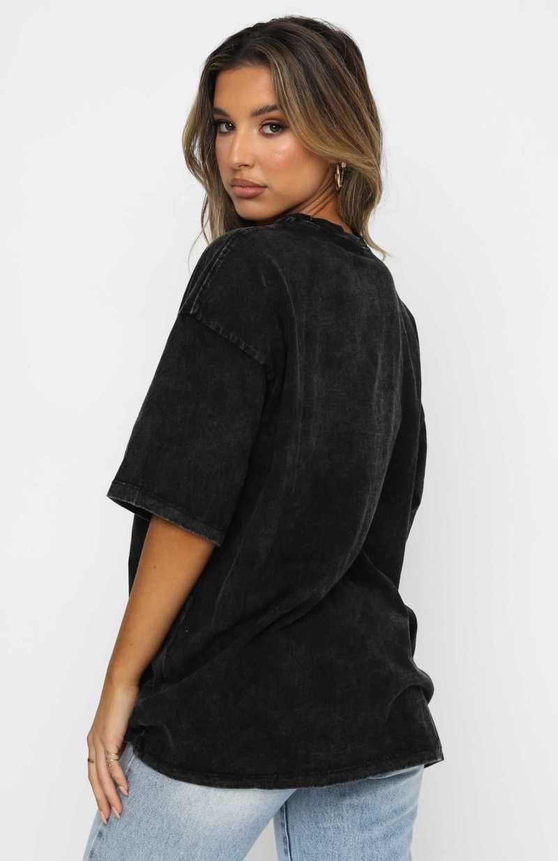White Fox Dare To Dream Oversized Tee Acid Black | SMQYHJ-921