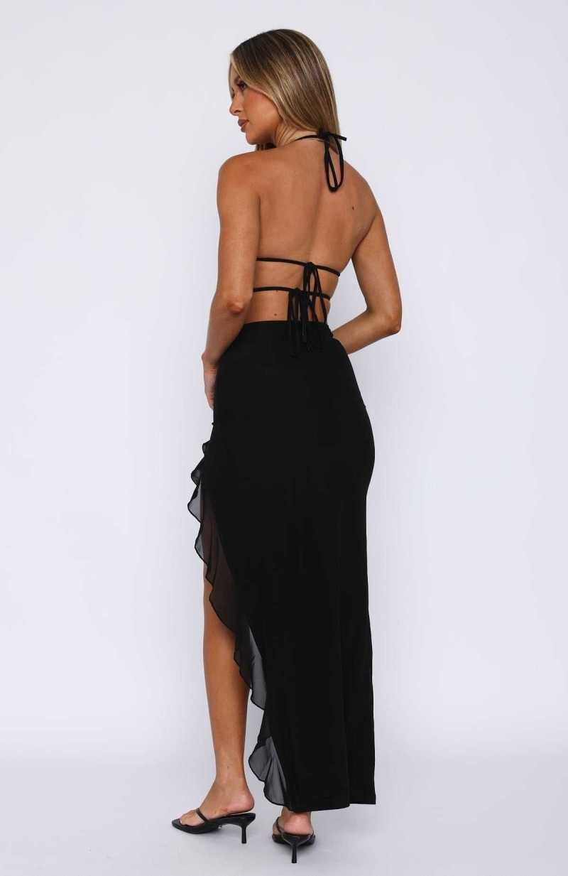 White Fox Day By Day Maxi Dress Black | RCFGUB-659