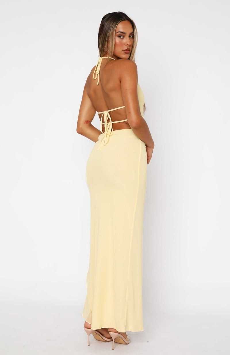 White Fox Day By Day Maxi Dress Lemon | FNWLBJ-532