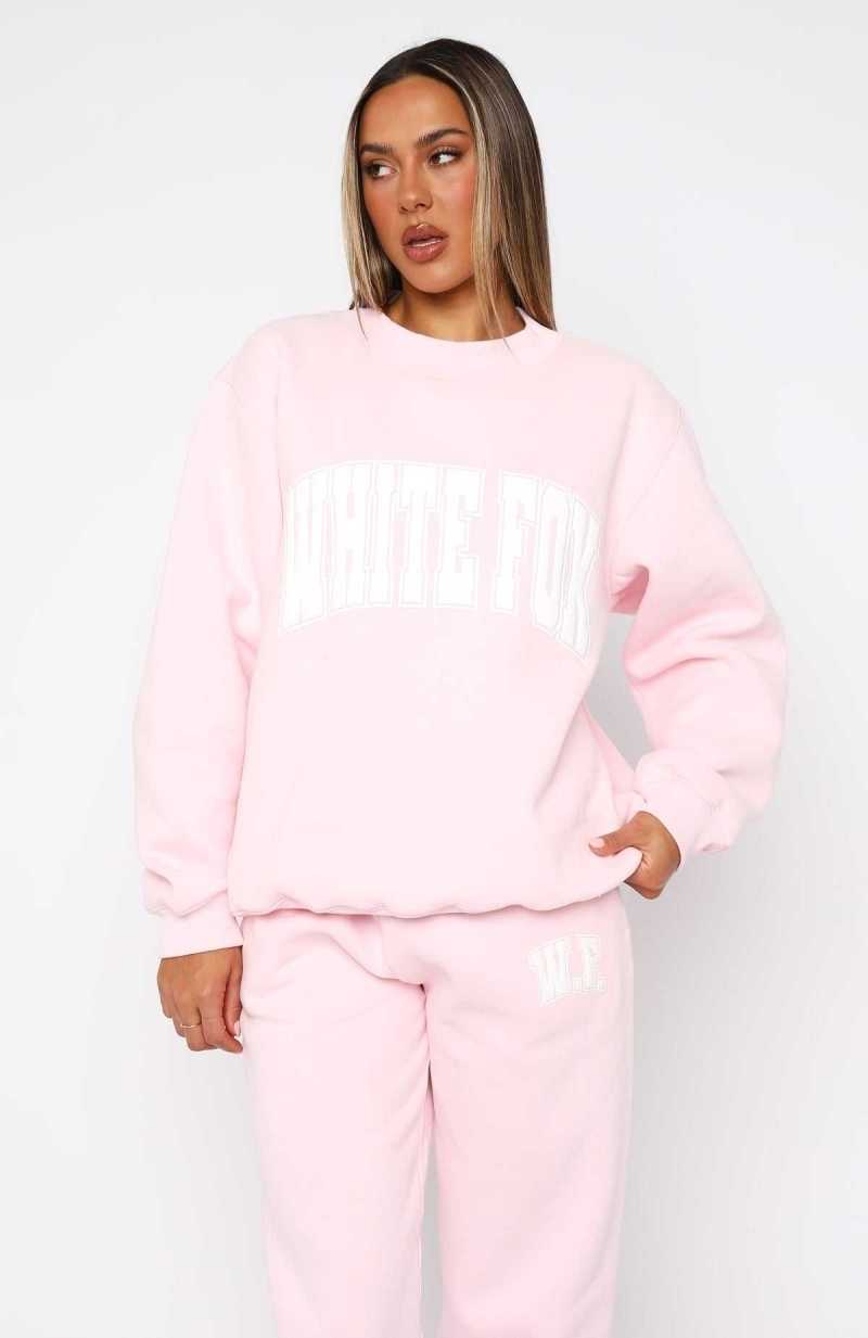 White Fox Decade Classics Varsity Oversized Sweater Posy | OTIRVK-975