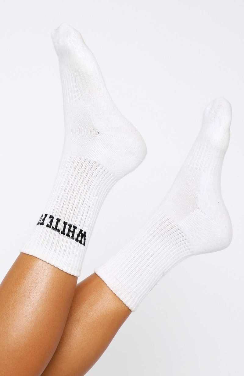 White Fox Decade Classics Varsity Socks White | BMLJYQ-240