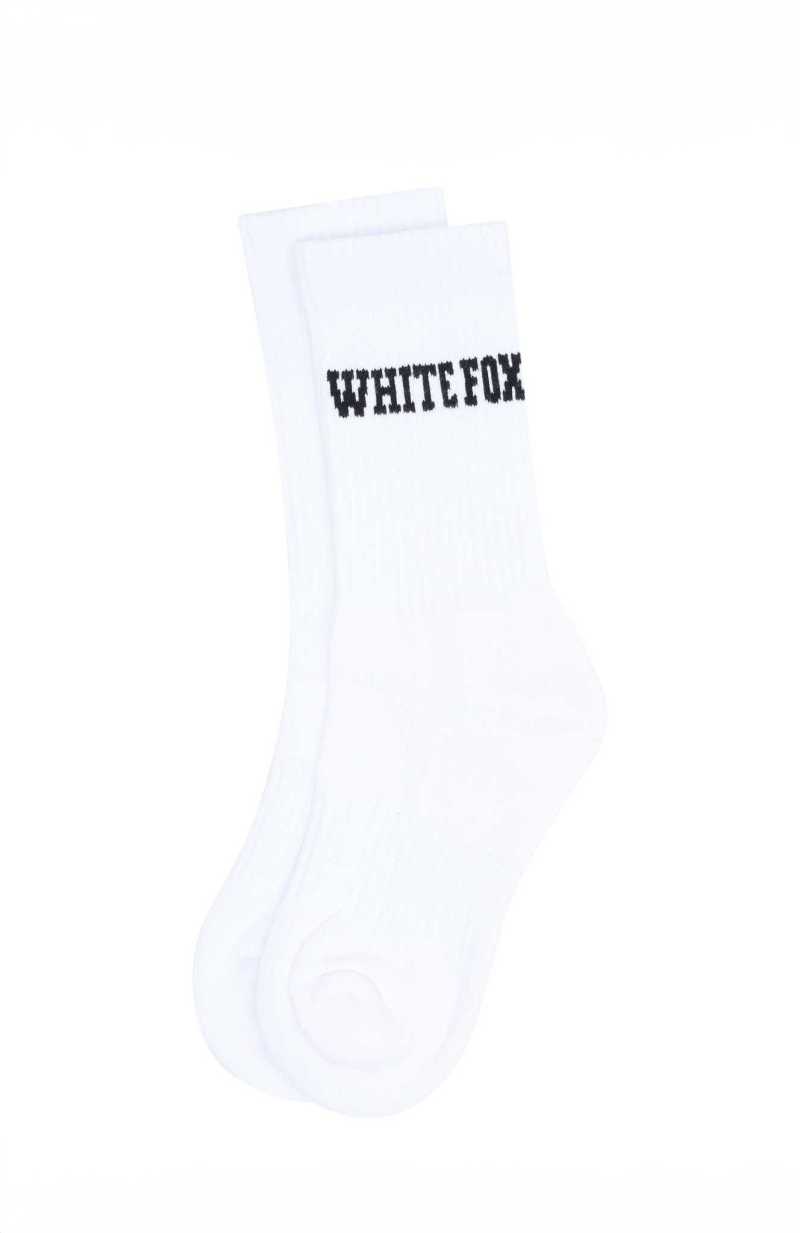 White Fox Decade Classics Varsity Socks White | BMLJYQ-240