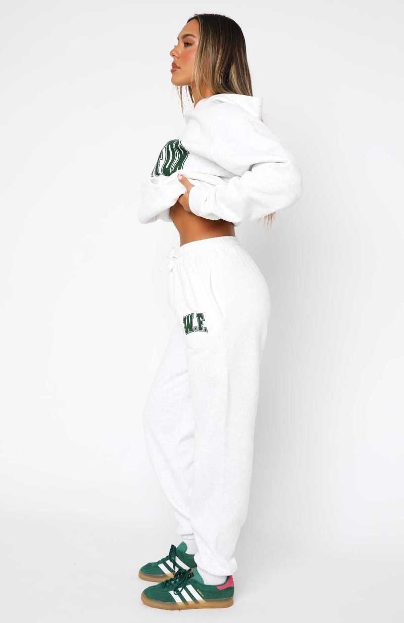 White Fox Decade Classics Varsity Sweatpants Grey Marle | WDPYJL-458