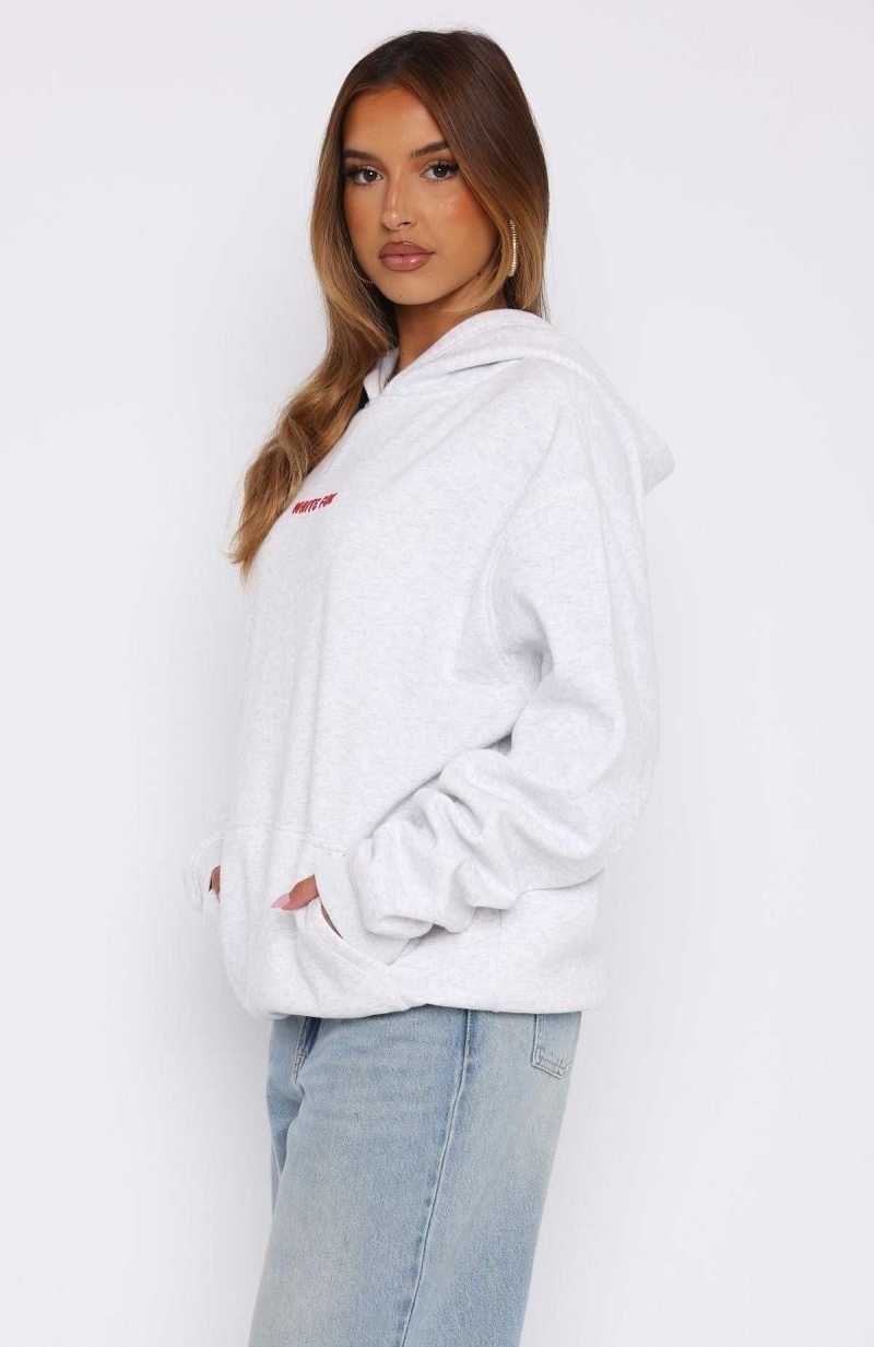 White Fox Deck The Halls Oversized Hoodie Grey Marle | QTUHJN-748