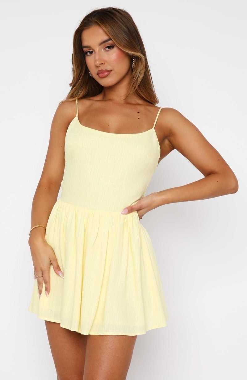White Fox Do You Hate Me Mini Dress Lemon | SQTKMZ-024