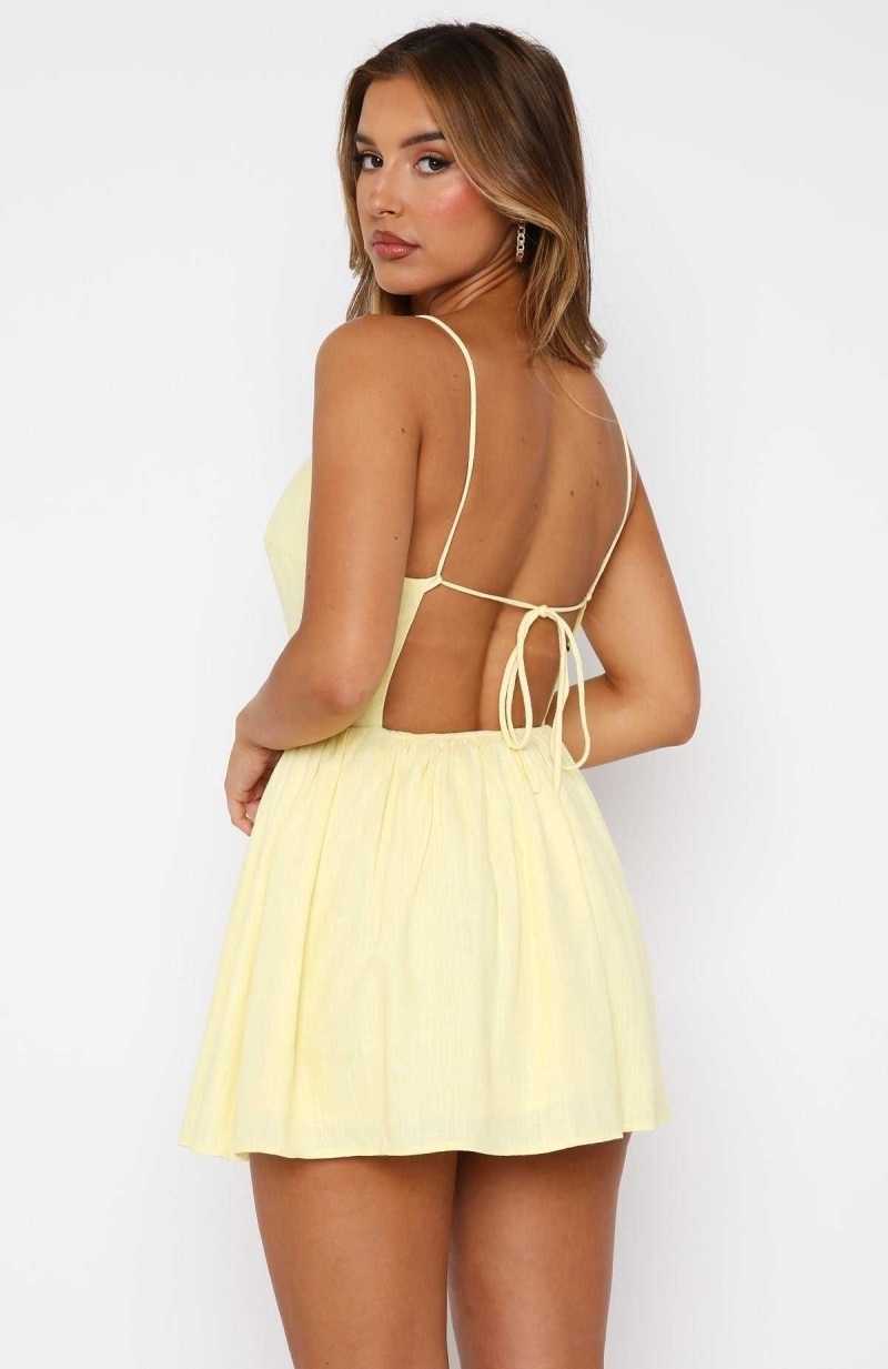 White Fox Do You Hate Me Mini Dress Lemon | SQTKMZ-024