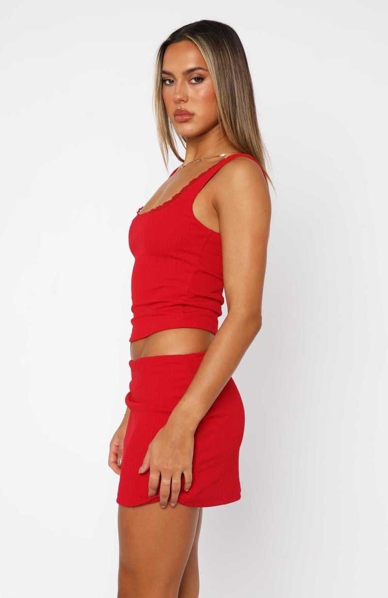 White Fox Don't Even Know You Mini Skirt Red | UXBCOZ-502