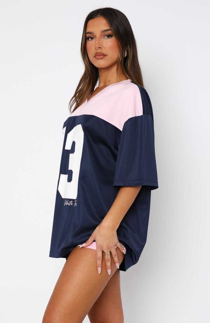 White Fox Don't Like To Lose Oversized Jersey Navy | NMIGTL-826