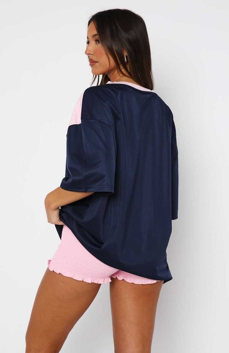 White Fox Don't Like To Lose Oversized Jersey Navy | NMIGTL-826