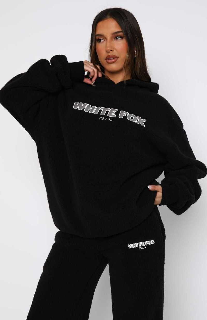 White Fox Don't Lose Me Oversized Hoodie Black | WDVQJL-615
