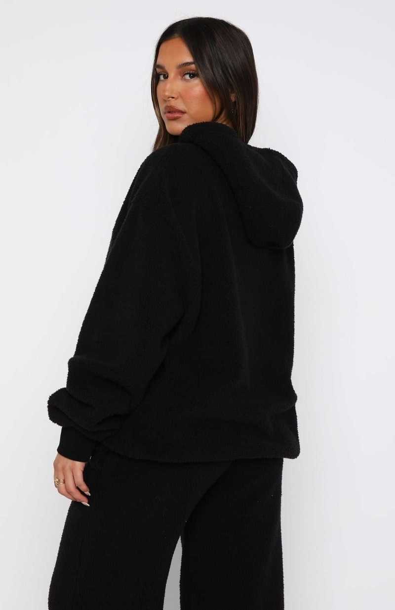 White Fox Don't Lose Me Oversized Hoodie Black | WDVQJL-615