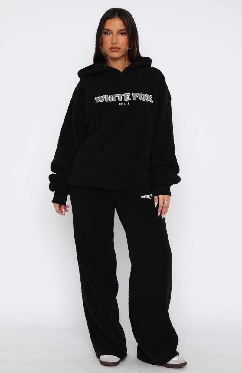 White Fox Don't Lose Me Oversized Hoodie Black | WDVQJL-615