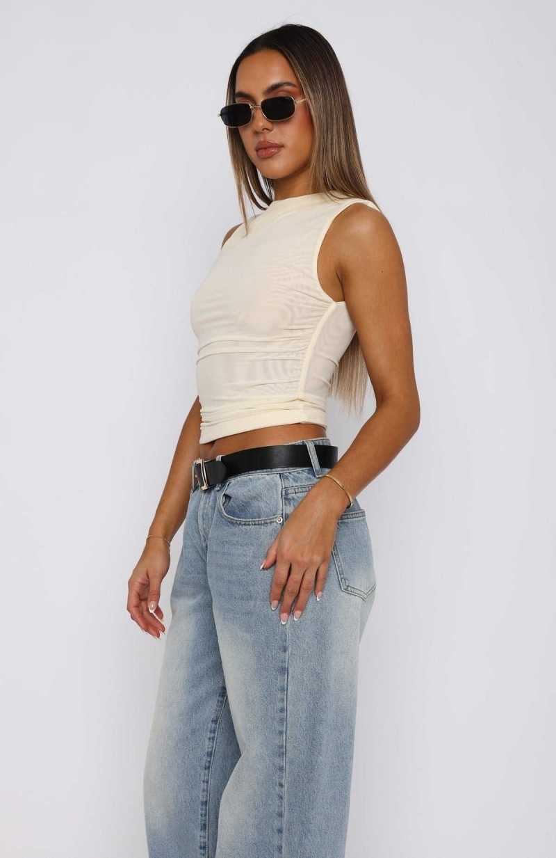 White Fox Don't Recognise You Mesh Top Cream | CHNQMR-320