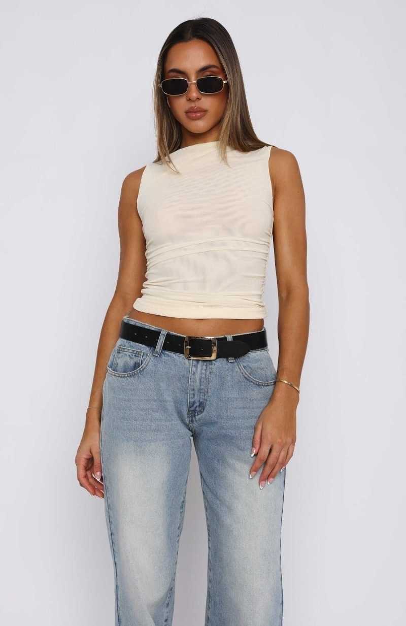 White Fox Don't Recognise You Mesh Top Cream | CHNQMR-320