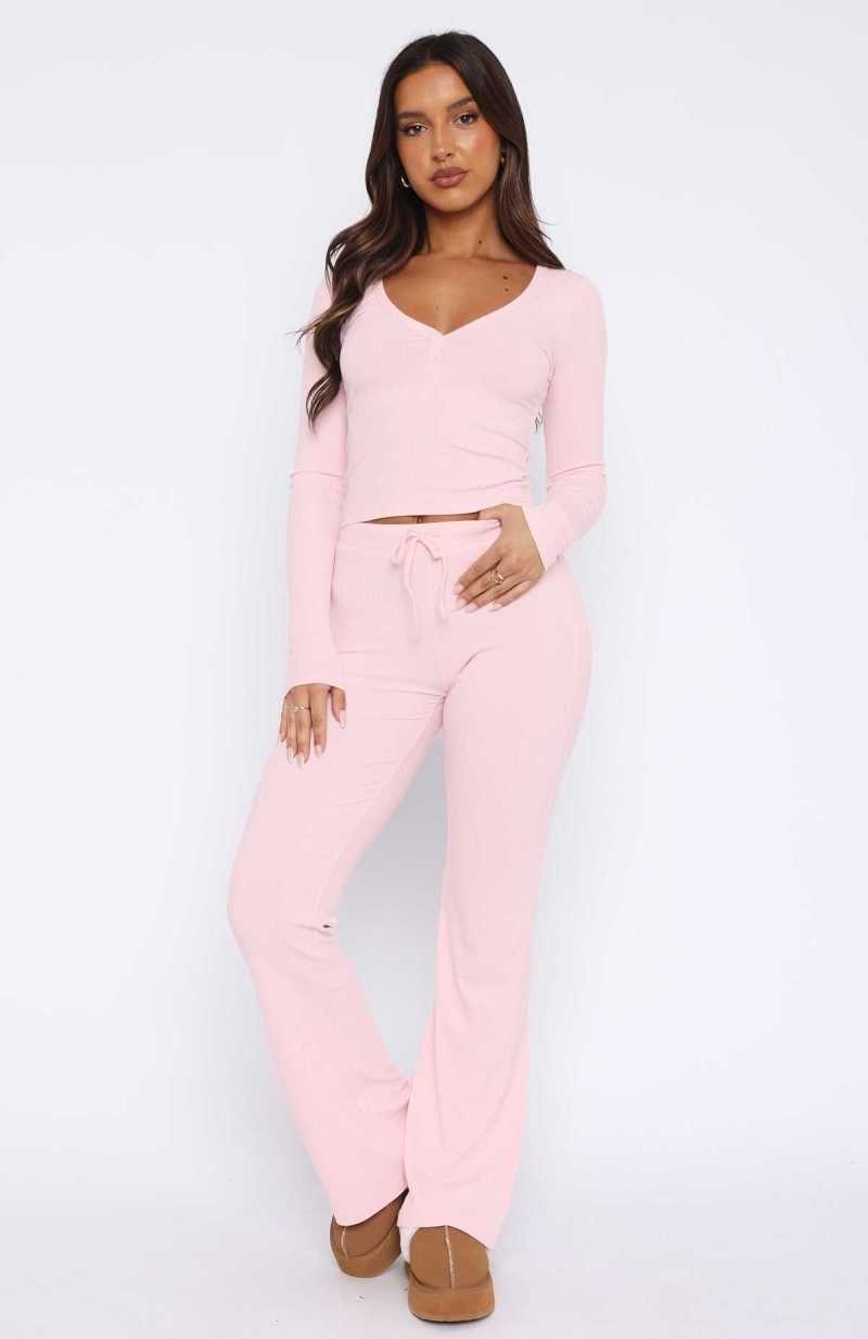 White Fox Don't Wake Me Up Pyjama Set Baby Pink | AKVCTO-194