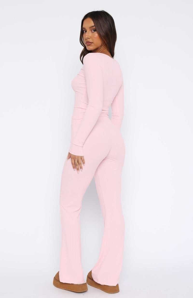 White Fox Don't Wake Me Up Pyjama Set Baby Pink | AKVCTO-194