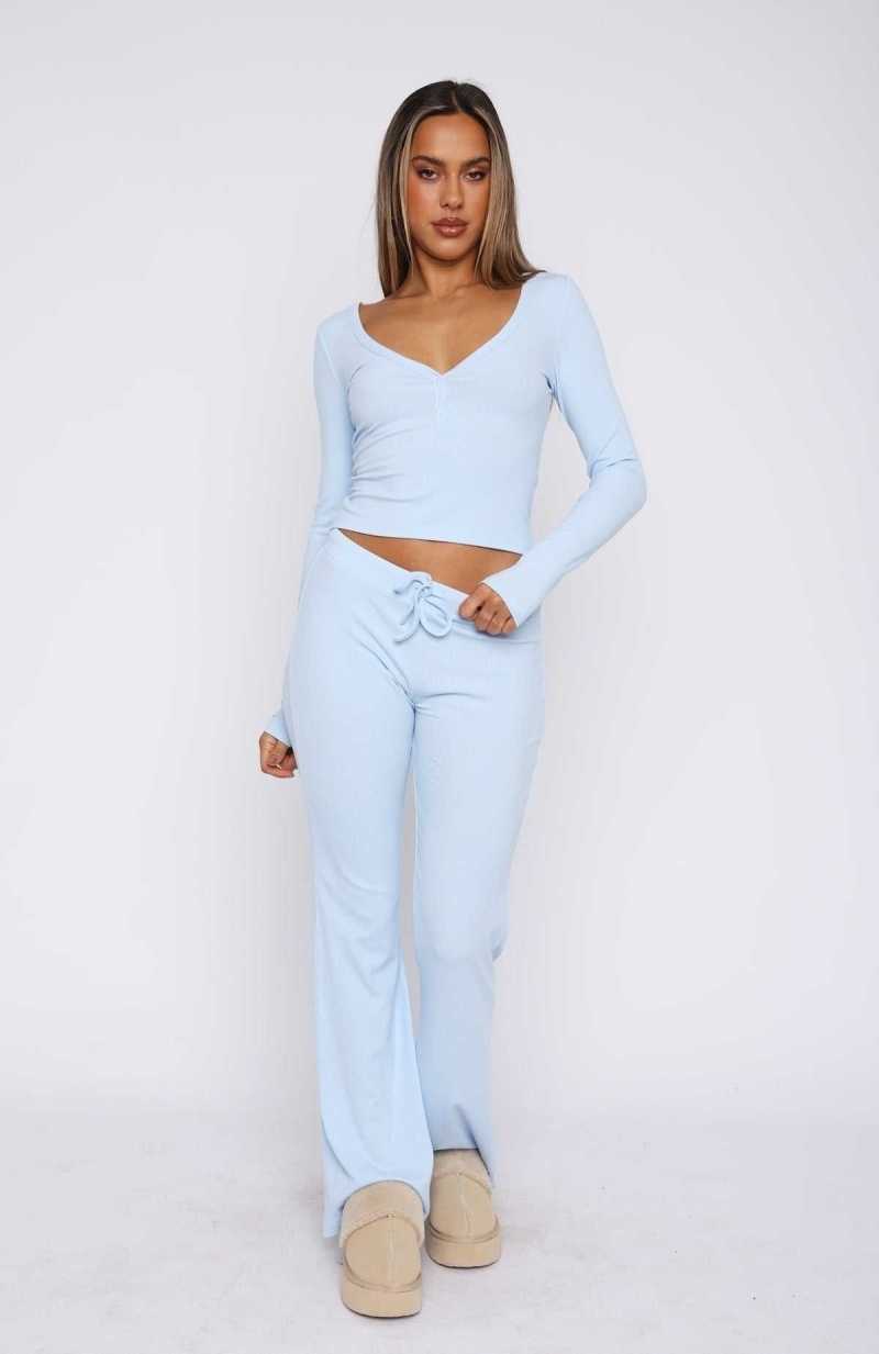 White Fox Don't Wake Me Up Pyjama Set Baby Blue | SXONMY-420