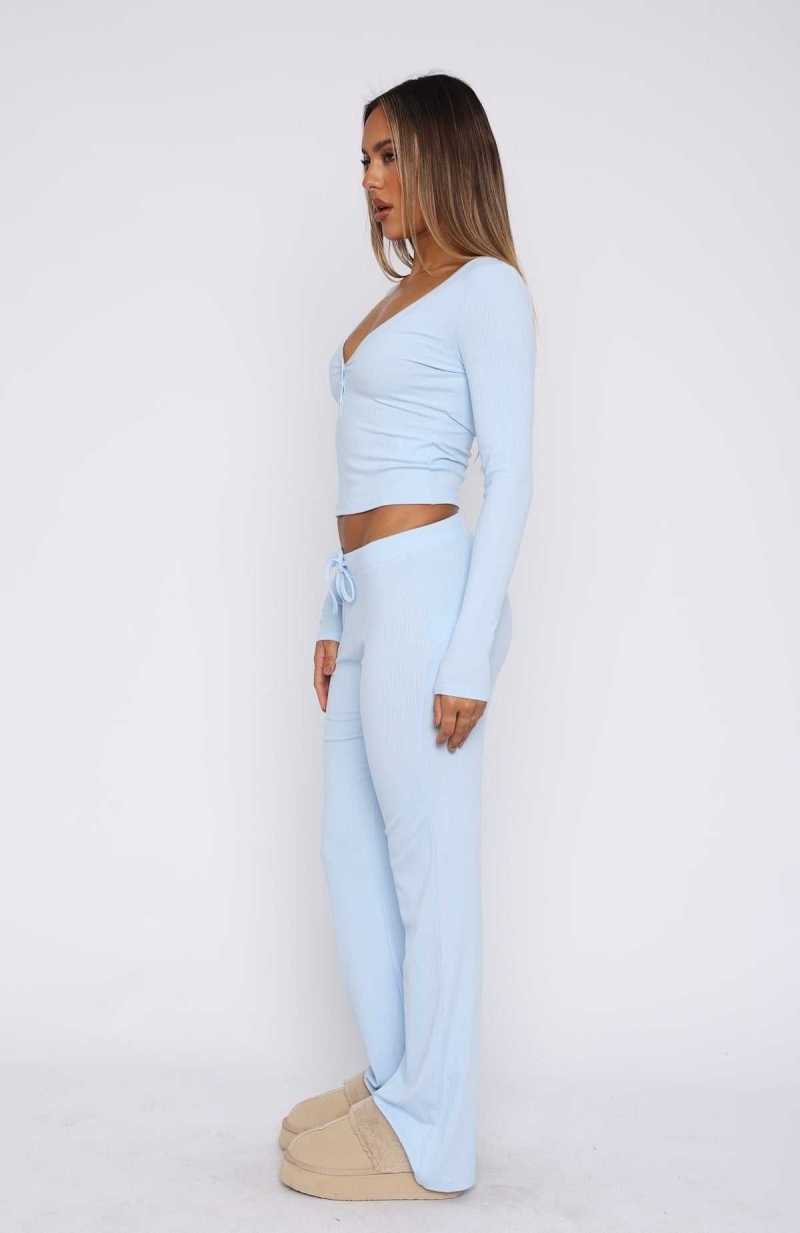 White Fox Don't Wake Me Up Pyjama Set Baby Blue | SXONMY-420