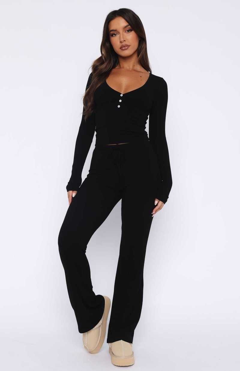 White Fox Don't Wake Me Up Pyjama Set Black | JSMFYQ-698