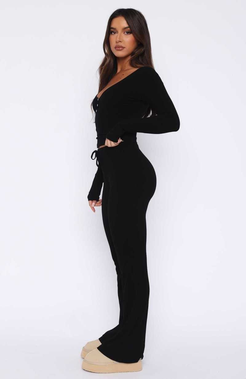 White Fox Don't Wake Me Up Pyjama Set Black | JSMFYQ-698