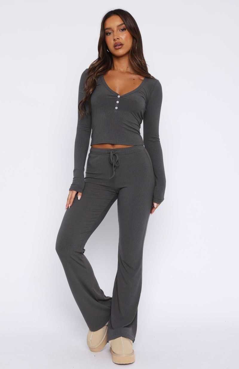 White Fox Don't Wake Me Up Pyjama Set Charcoal | NEYJLC-310
