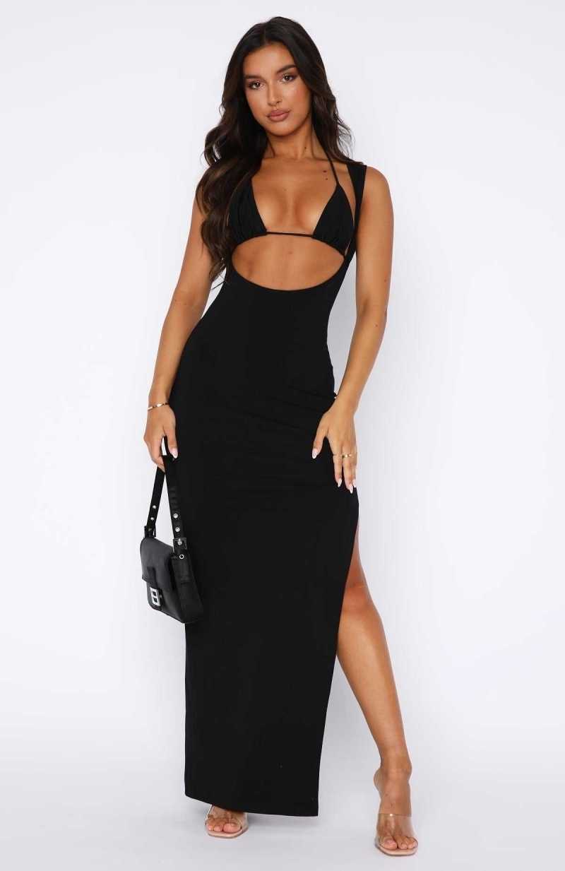 White Fox Don't Want To Be Apart Maxi Dress Black | GFIRQD-719