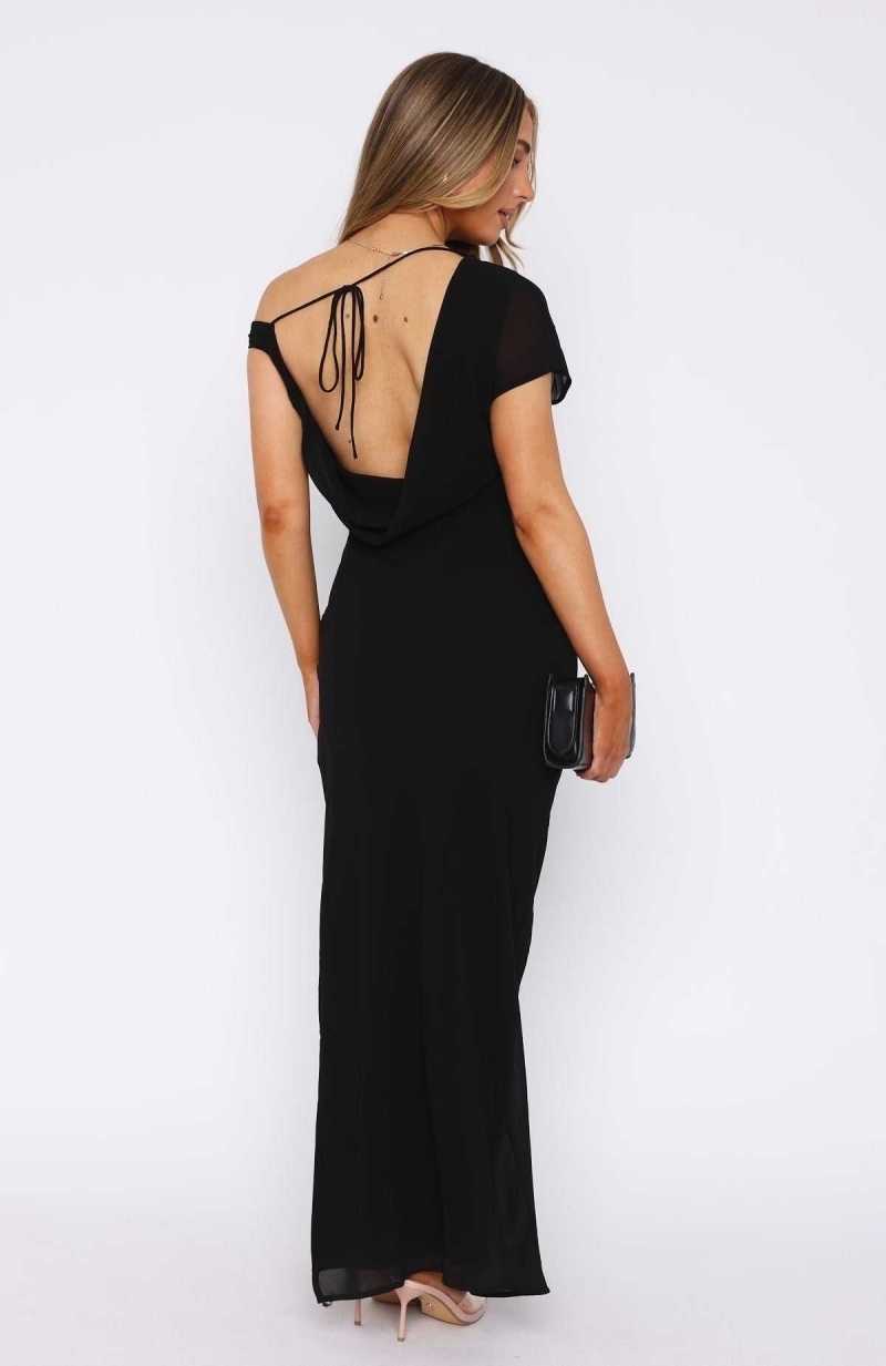 White Fox Don't You Forget Maxi Dress Black | TWFHML-694