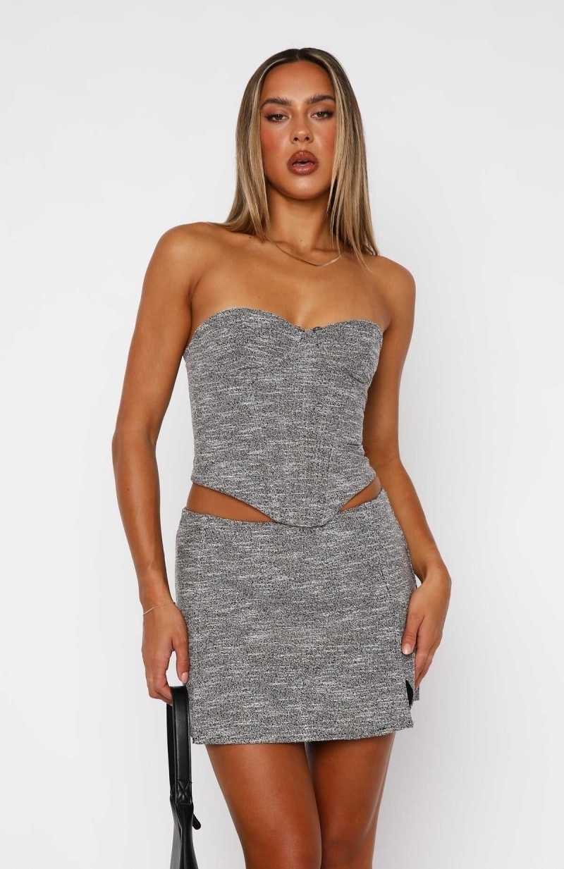 White Fox Double Back Bustier Black Marle | XCKDYN-865