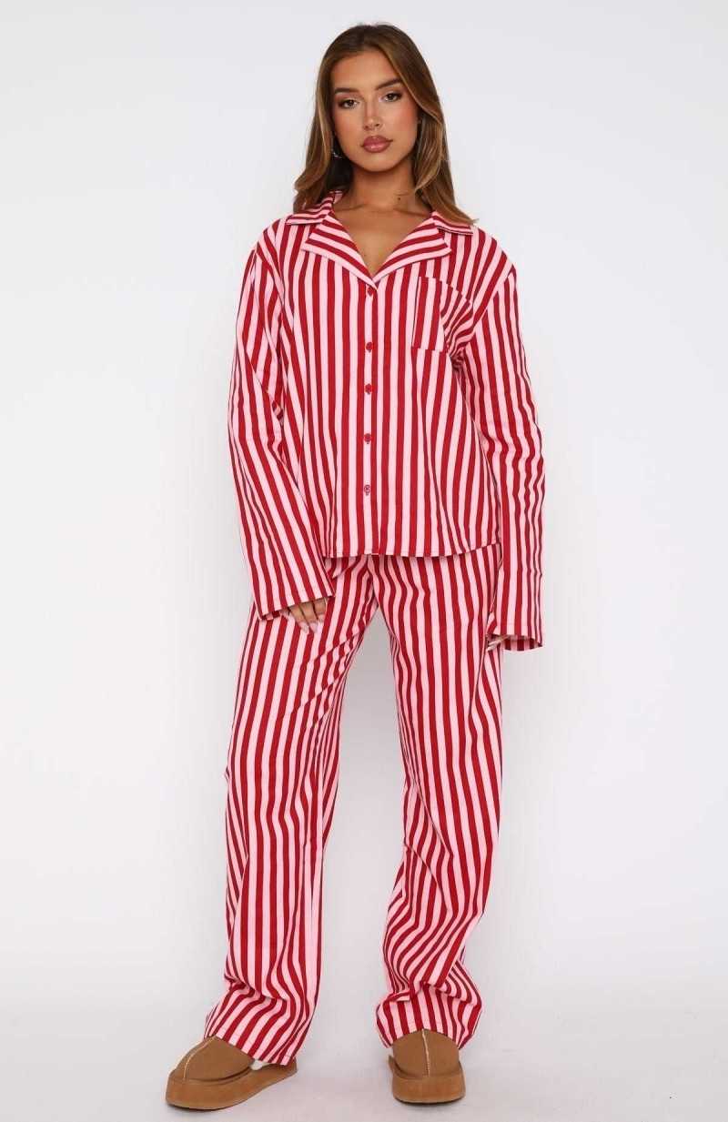 White Fox Dreamland Long Sleeve Pyjama Set Candy Stripe | JGYMVF-213