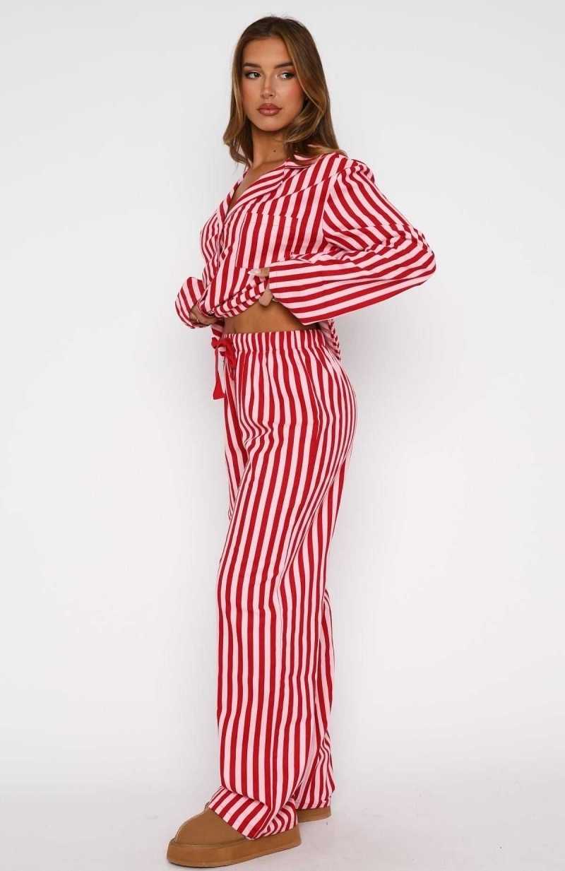 White Fox Dreamland Long Sleeve Pyjama Set Candy Stripe | JGYMVF-213