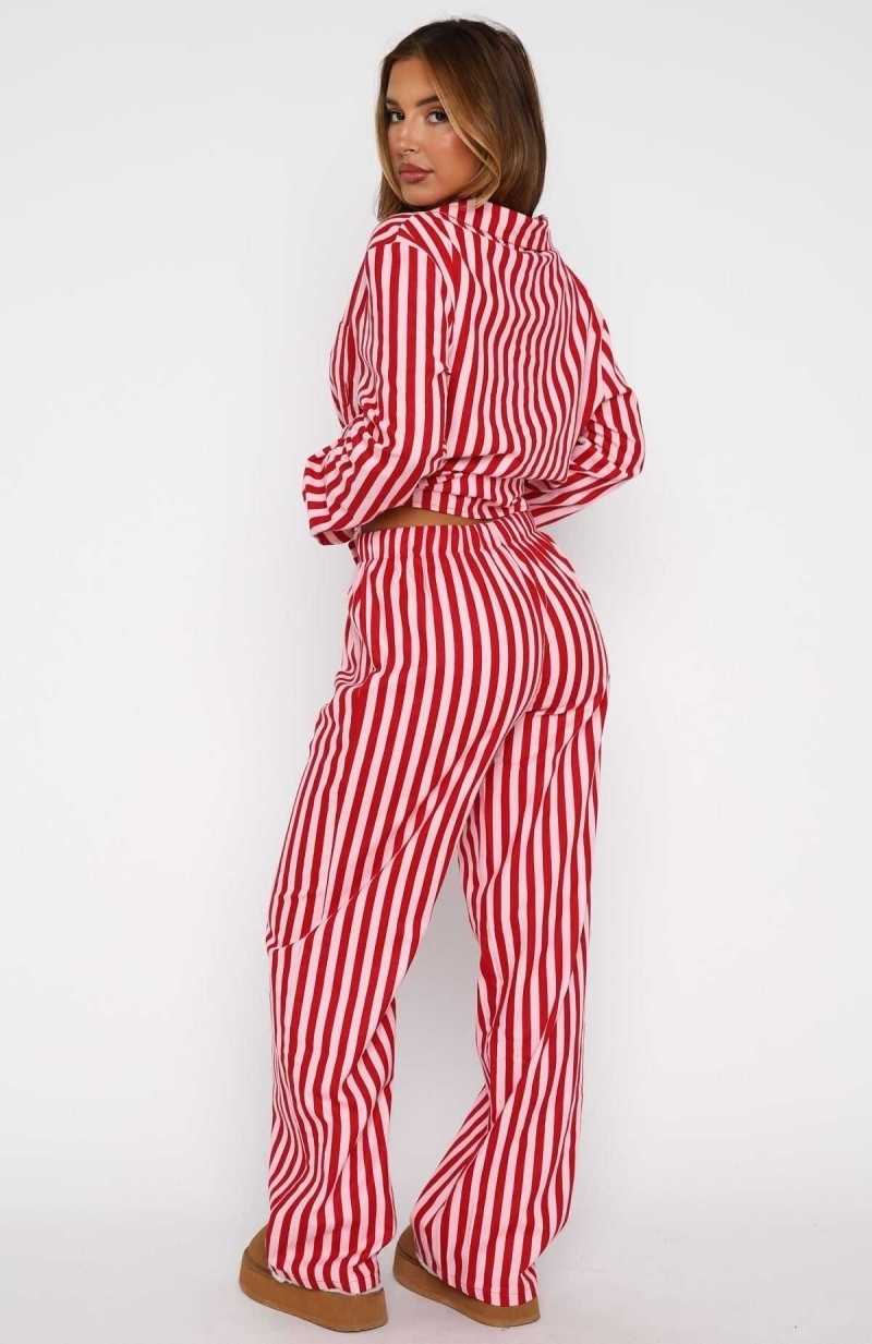 White Fox Dreamland Long Sleeve Pyjama Set Candy Stripe | JGYMVF-213