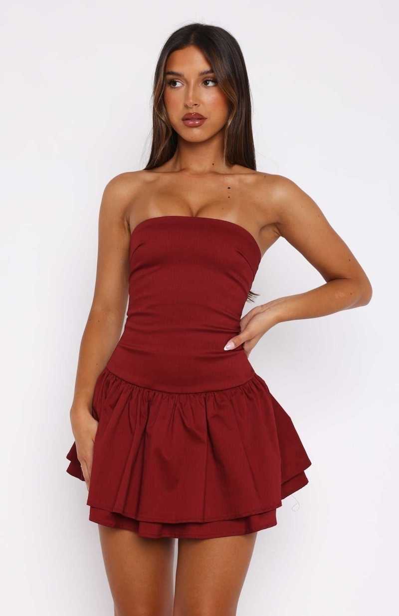 White Fox Early Hours Mini Dress Wine | UEJRTO-867