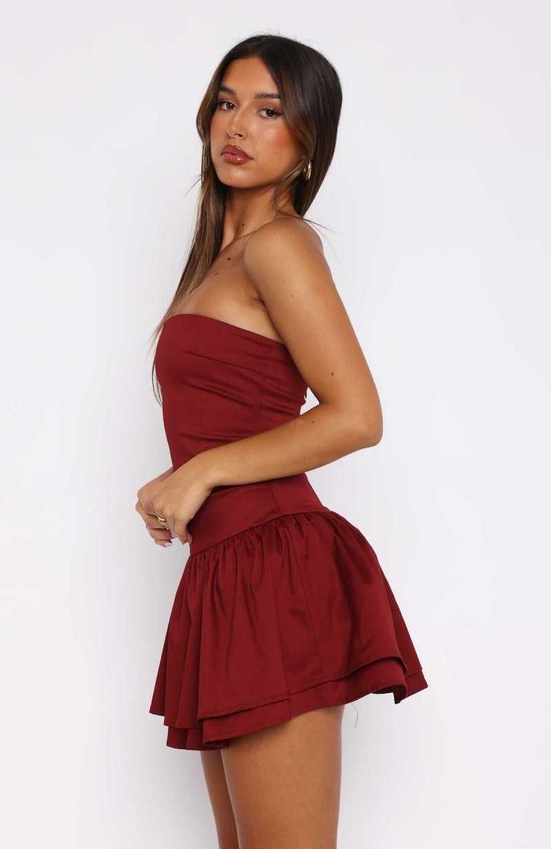White Fox Early Hours Mini Dress Wine | UEJRTO-867