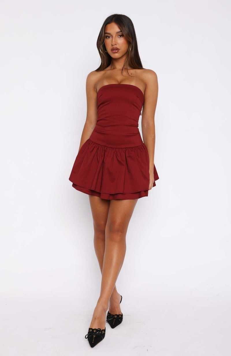 White Fox Early Hours Mini Dress Wine | UEJRTO-867