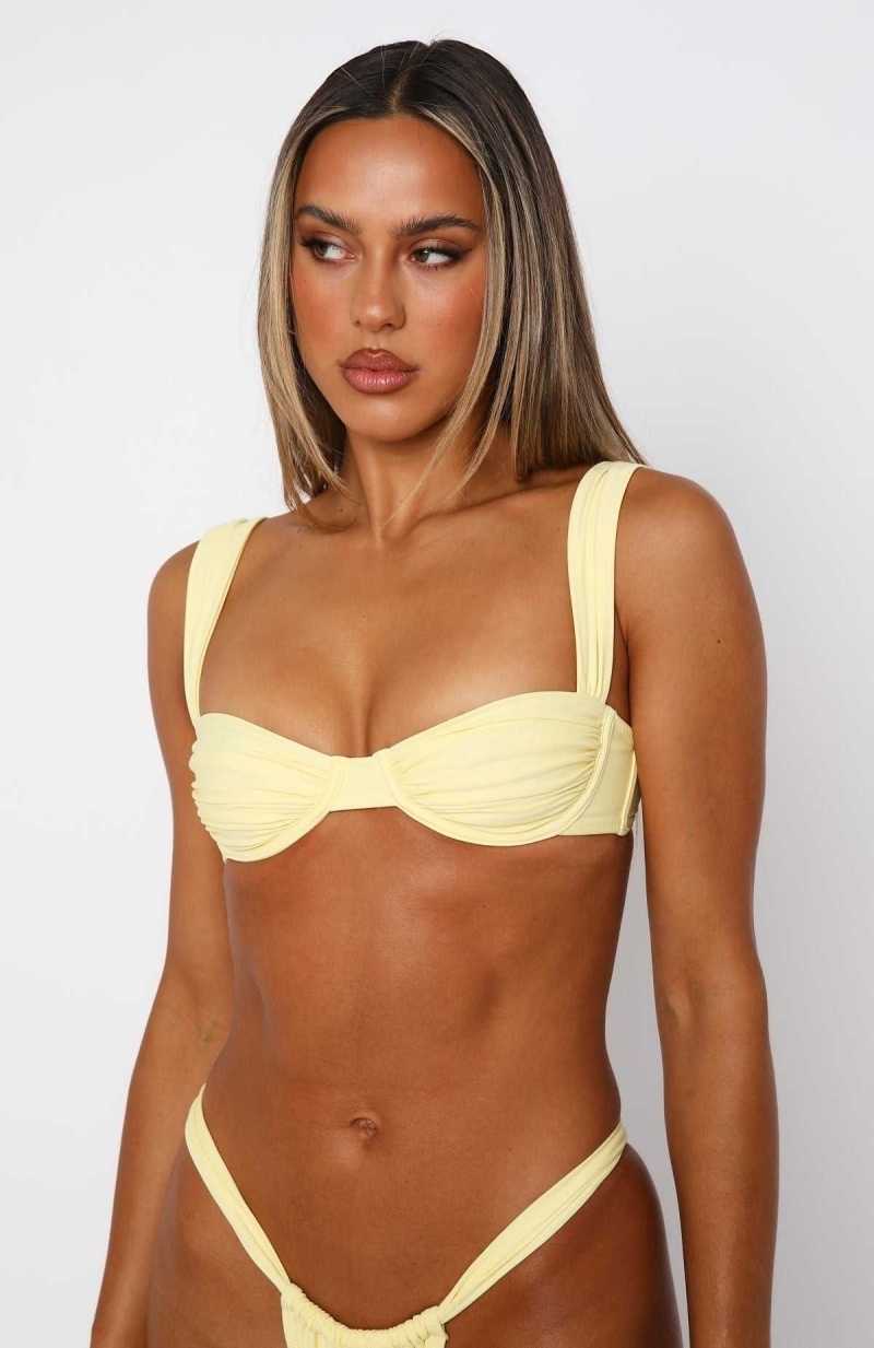 White Fox Elouera Bikini Top Lemon | DQLHKZ-613