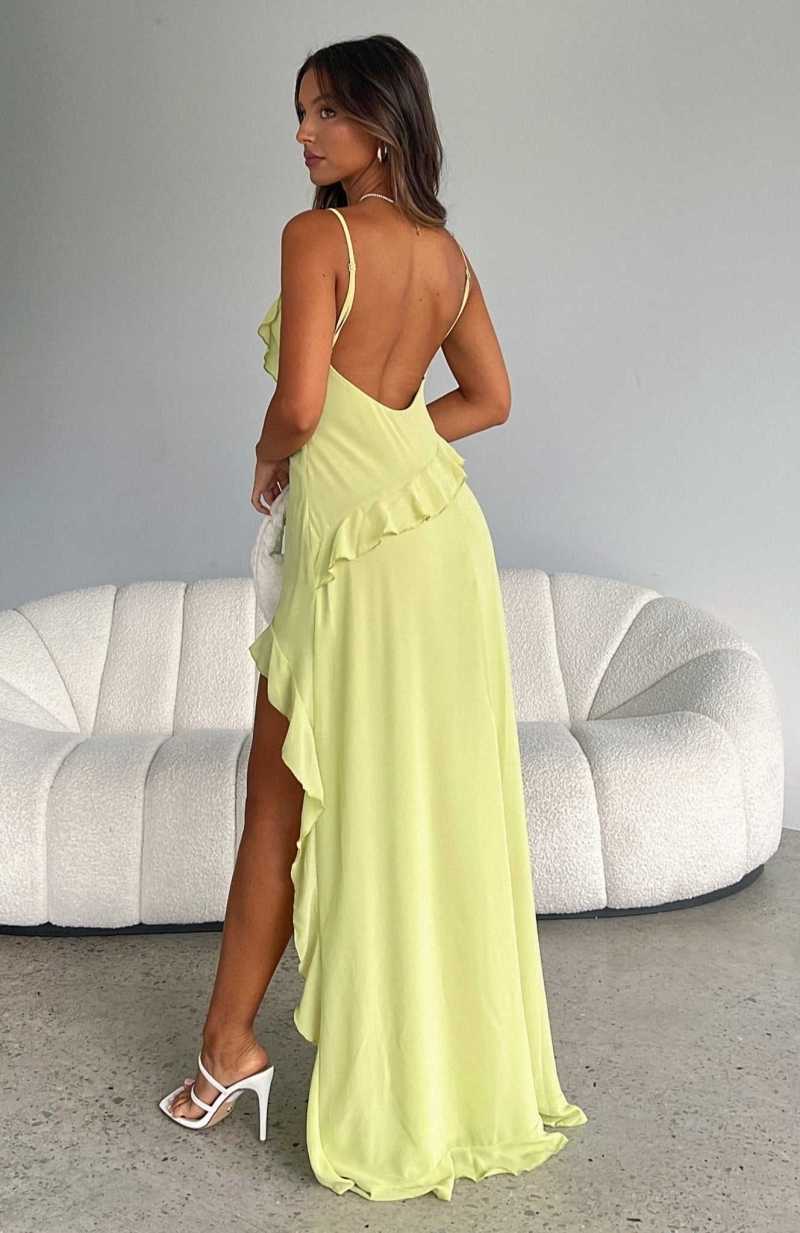 White Fox End Of The Road Maxi Dress Matcha | FBMESO-523