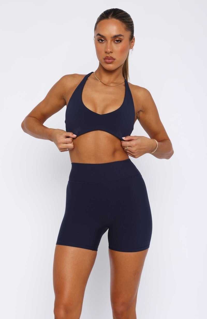 White Fox Energize Me Sports Bra Navy | QZVIWJ-324