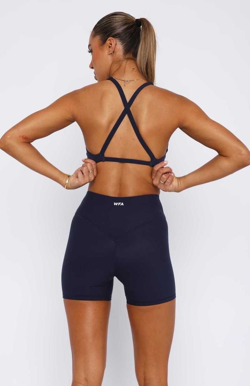 White Fox Energize Me Sports Bra Navy | QZVIWJ-324