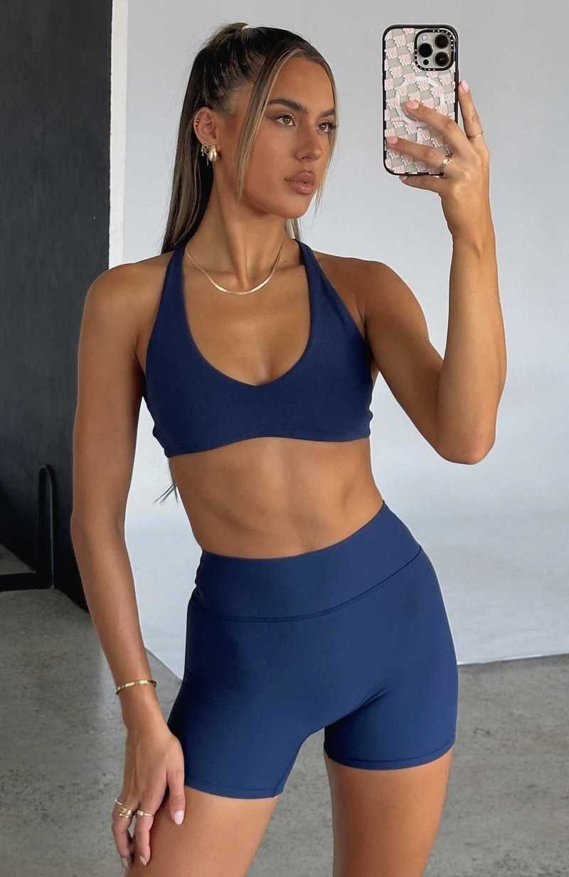 White Fox Energize Me Sports Bra Navy | QZVIWJ-324