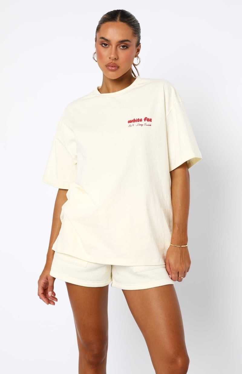White Fox Era 8 Oversized Tee Cherry Cream | AQRLKO-625